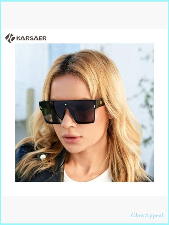 Oversized Square Flat Top Sunglasses with UV400 Protection main image 6